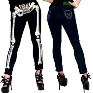 WHITE SKELEBONE SKINNY JEANS UNISEX BY KREEPSVILLE 666
